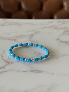 Blue Skull Bead Bracelet (stretch) *measurement in photos